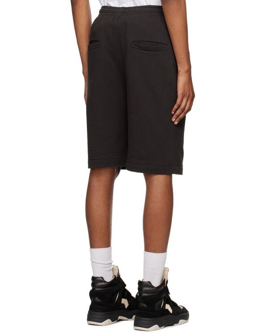 Isabel Marant Black Logo Embroidered Drawstring Shorts for men