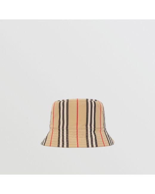Burberry White Icon Stripe Bucket Hat