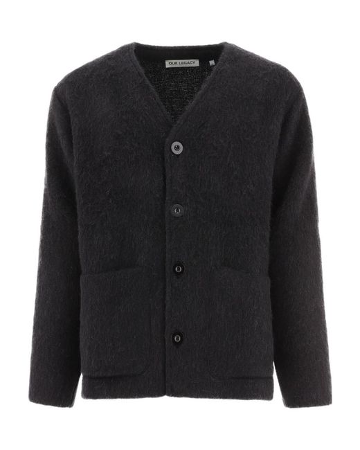 Our Legacy Black V Neck Knit Cardigan for men
