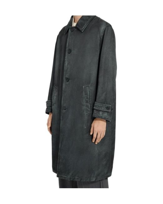 MM6 by Maison Margiela Black Waxed Single-Breasted Coat for men