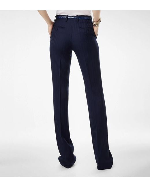 Tom Ford Blue Tonal Stripe Tailored Straight Pants