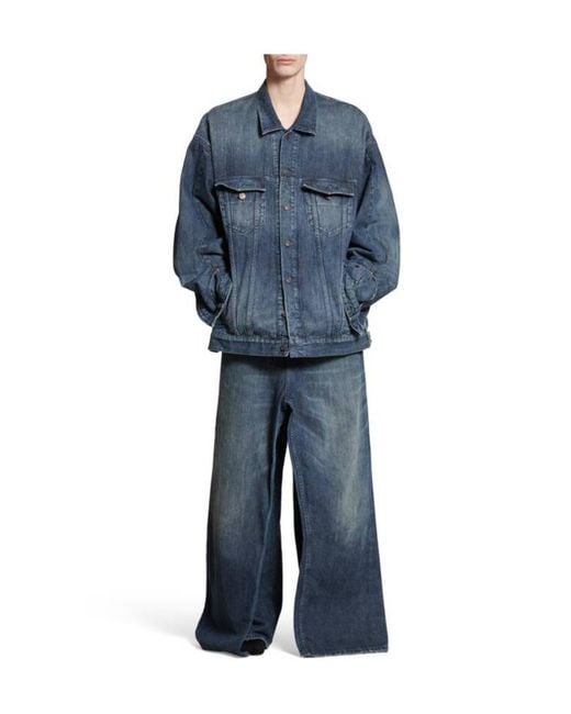 Balenciaga Blue Deconstructed Denim Jacket for men