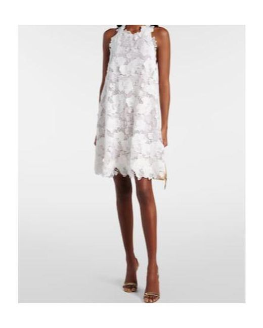 Oscar de la Renta White Floral Guipure Lace Minidress