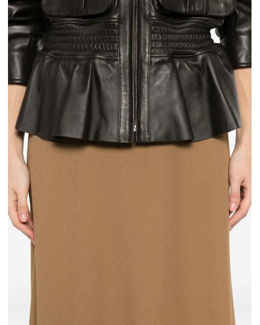Alberta Ferretti Natural High-Waisted Midi Skirt