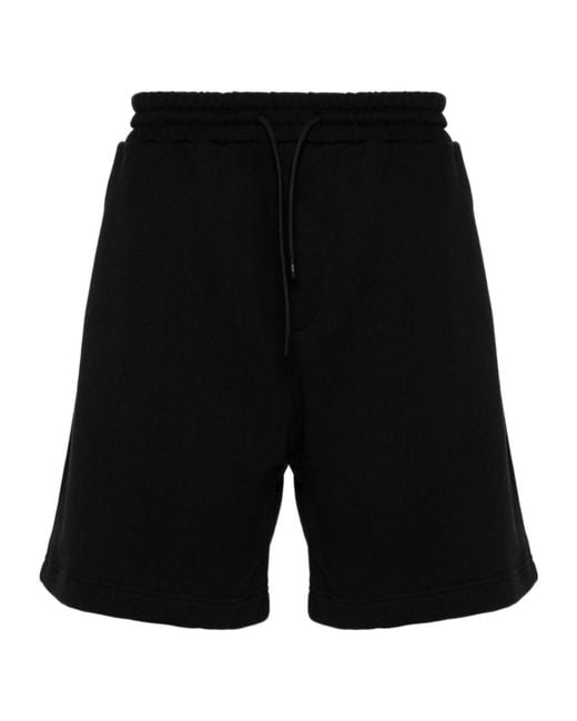 MSGM Black Logo Detailed Elasticated Waist Shorts for men