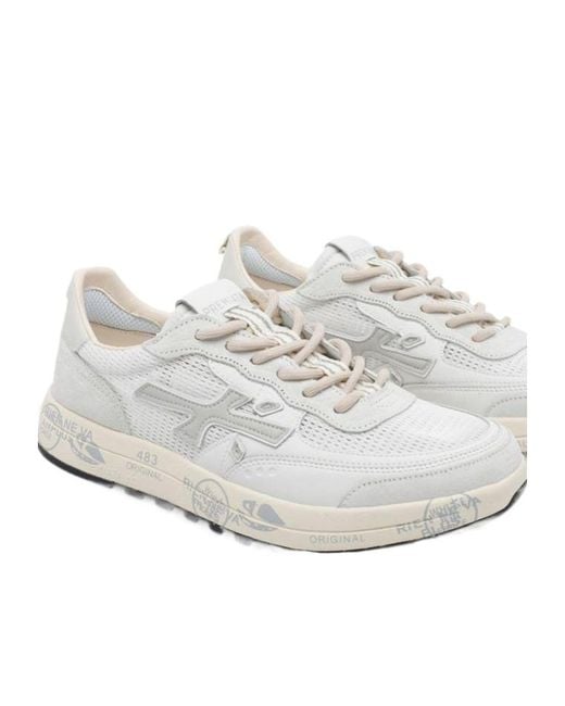 Premiata White Round-Toe Sneakers for men
