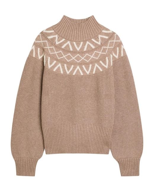 Varley Brown Fair Isle Knit Jumper