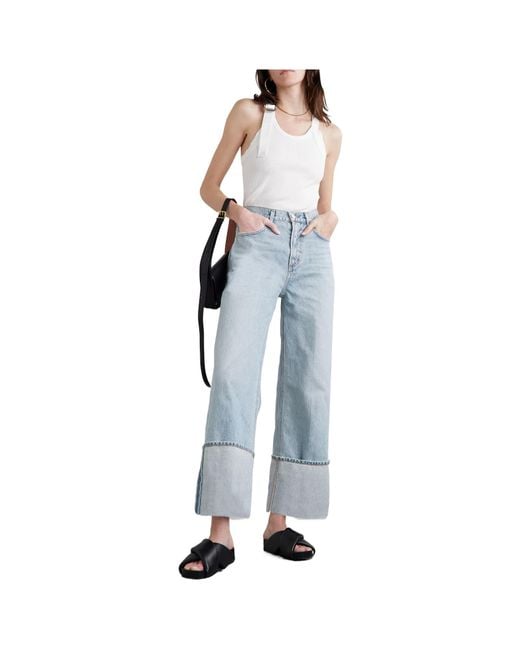 Goldsign Blue Vintage High-Waisted Wide-Leg Jeans