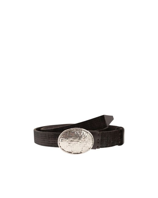 Brunello Cucinelli White Textured-Leather Braided-Buckle Belt for men