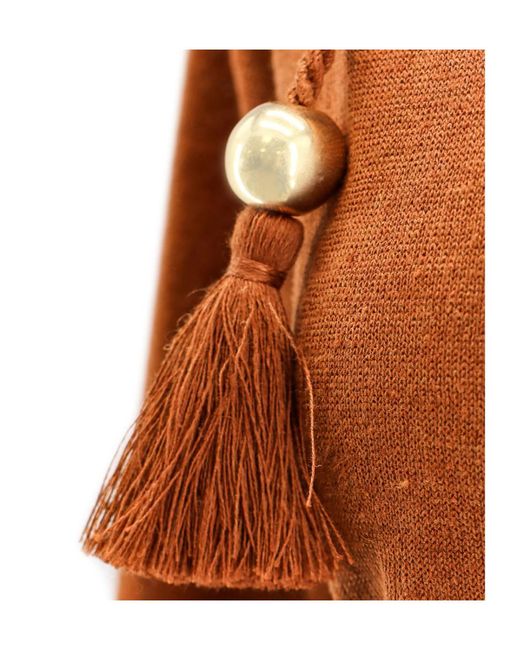 Max Mara Brown Drawstring Long-Sleeved Top
