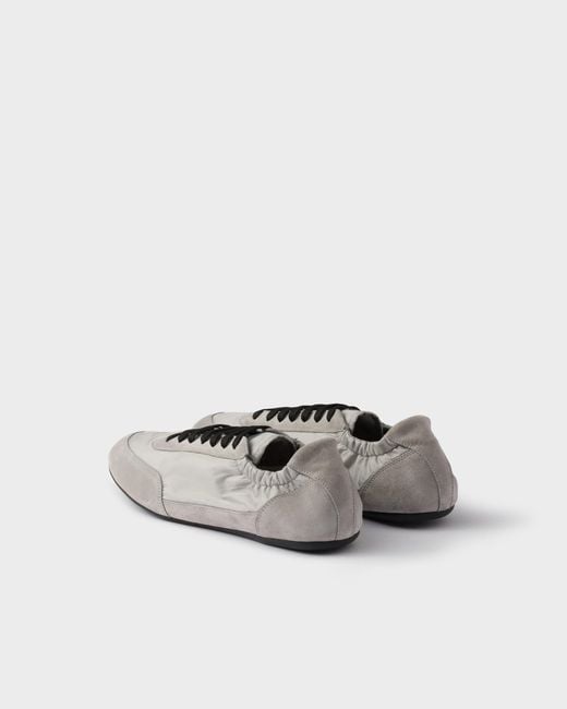 Prada Gray Collapse Re-Nylon Lace-Up Sneakers for men