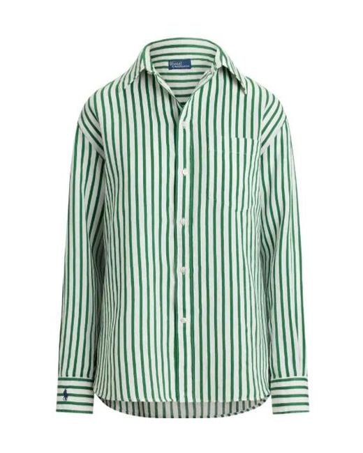 Polo Ralph Lauren Green Striped Pocket Light Shirt