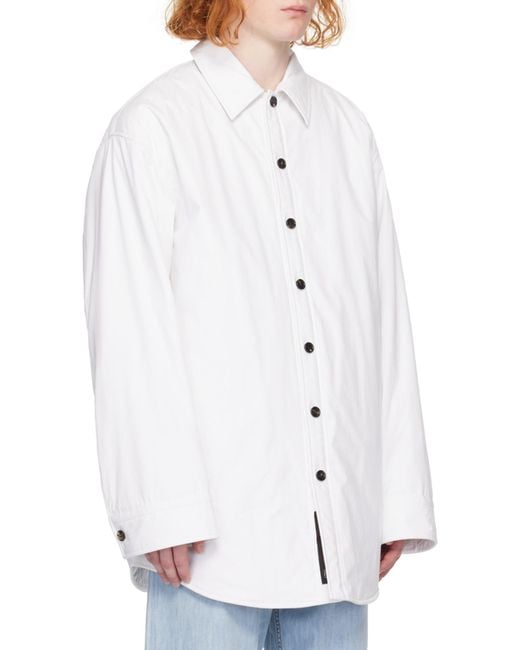 Bottega Veneta White Frosted Poplin Padded Jacket for men