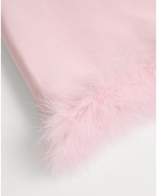 Valentino Pink Short Crepe Couture Skirt With Feathers
