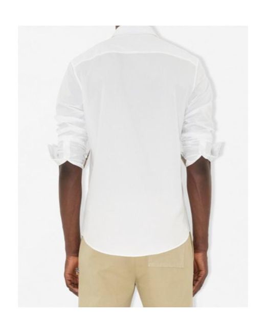Burberry White Checked Long-Sleeved Buttoned Shirt for men