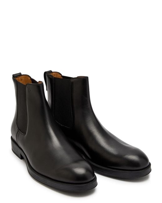 Tod's Black Leather Chelsea Boots for men