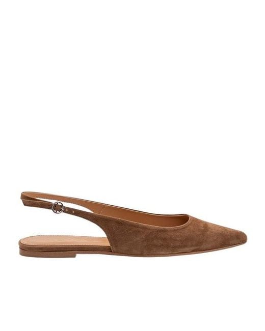 Aeyde Brown Squaretoe Suede Flats