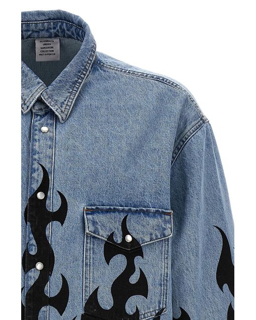 Vetements Blue Fire Printed Denim Jacket for men