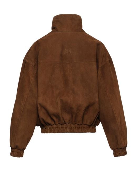 Magda Butrym Brown Elasticated-Trim Suede Jackets