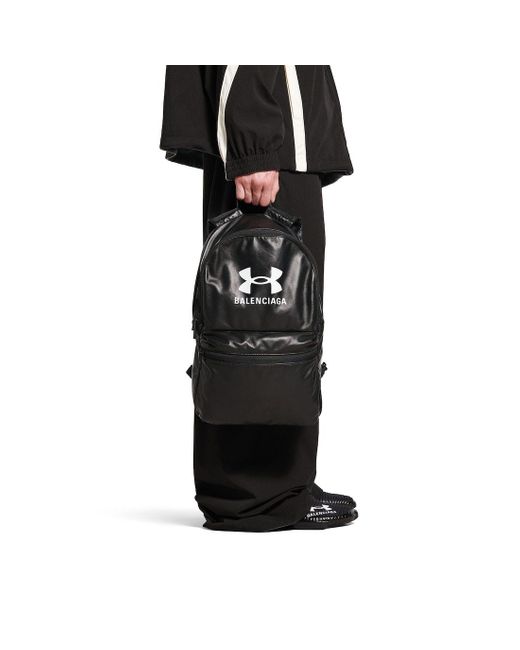 Balenciaga Black Under Armour Logo Printed Backpack for men