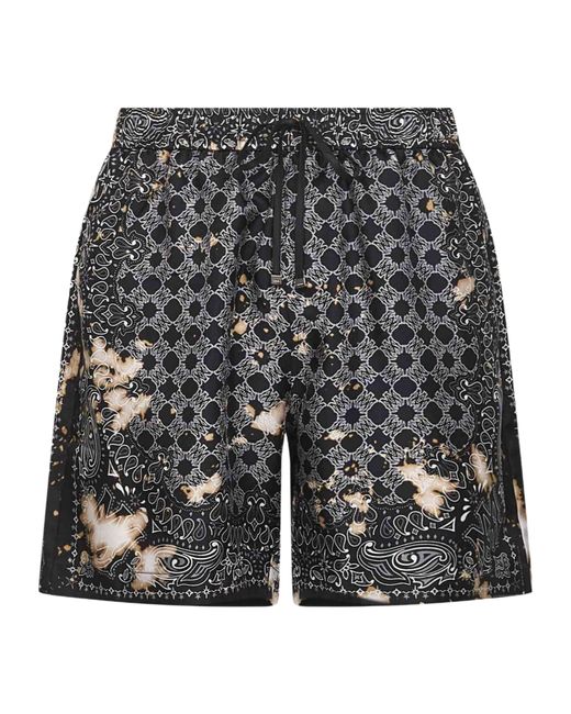 Amiri Gray Graphic Printed Drawstring Shorts for men