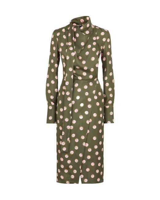 Fendi Green Graphic Printed Scarf-Detailed Dress