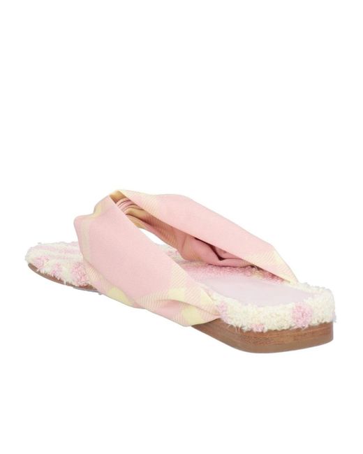 Burberry Pink Checkered Flip Flops