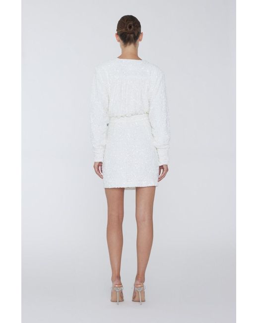 ROTATE BIRGER CHRISTENSEN White Sequined Mini Wrap Dress Dress