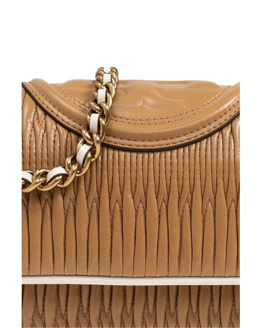 Tory Burch Brown Fleming Soft Pleat-Detailed Small Shoulder Bag