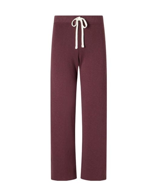 James Perse Purple Cropped Cotton-Terry Wide-Leg Track Pants