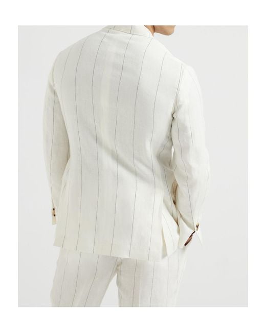 Brunello Cucinelli White Striped Blazer for men