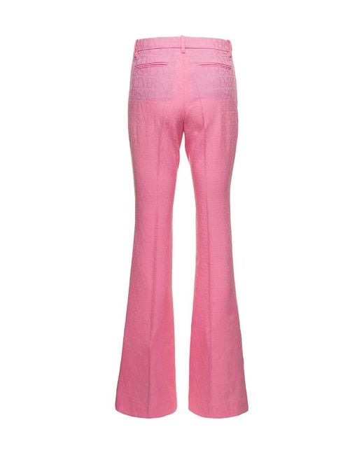 Versace Pink High-Waist Flared Trousers