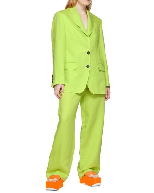 MSGM Green Logo Casual Pants