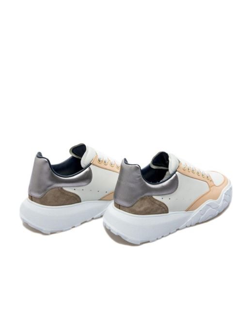 McQueen White Panelled Lace-Up Sneakers for men
