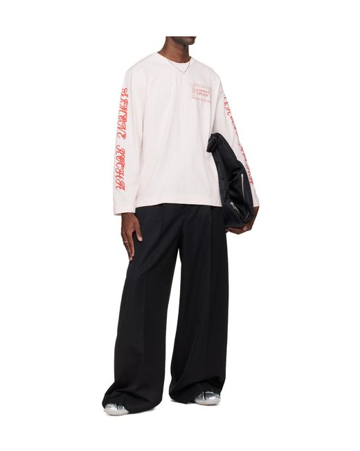 Simone Rocha White Pillowcase Logo-Print Long-Sleeved T-Shirt for men