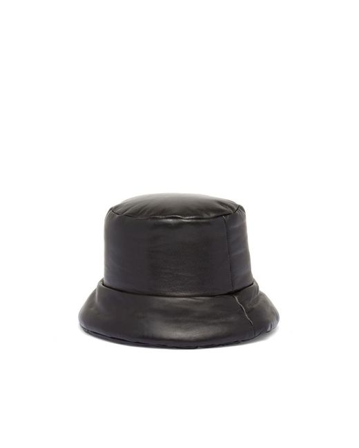 Prada Black Logo-Enamelled Padded Designed Bucket Hat