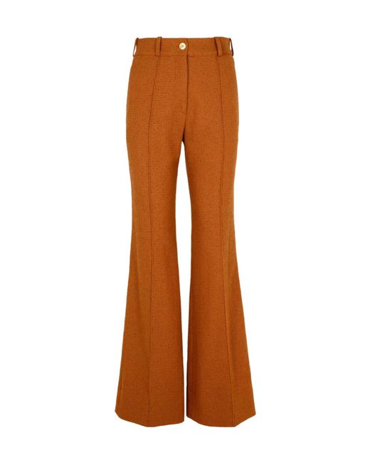 Patou Brown Crease Detailed Flared Pants