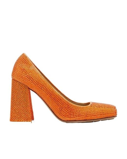 Bottega Veneta Orange Embellished Tower Pumps