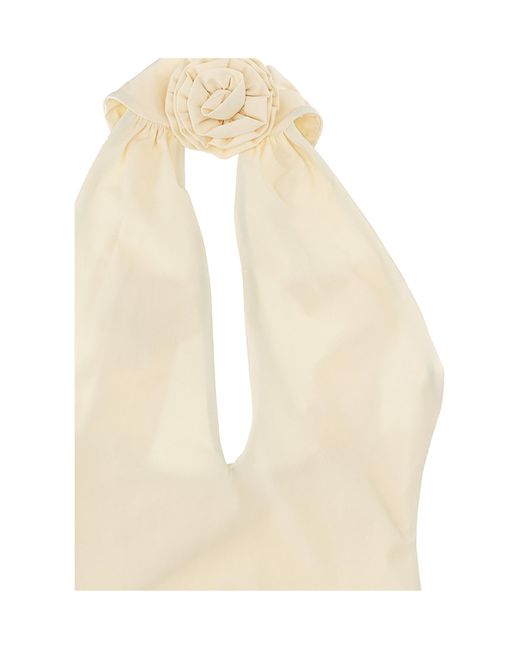Magda Butrym White Hollow-Out Neck Swimsuit