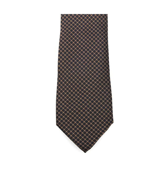 Canali White Geometric-Pattern Floral-Motif Tie for men