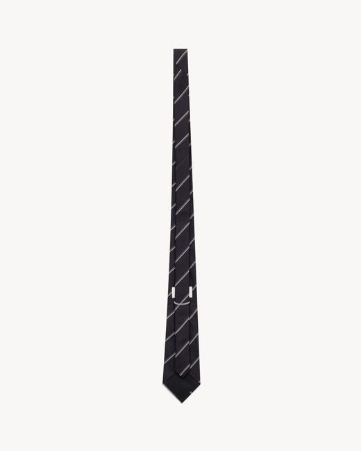 Saint Laurent White Striped Wide Tie for men