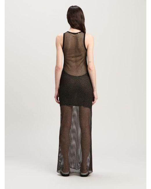 Palm Angels Gray Double Layer Mesh Dress