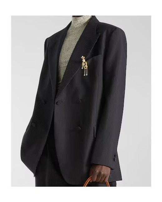 Fendi Blue Pinstriped Button-Up Blazer