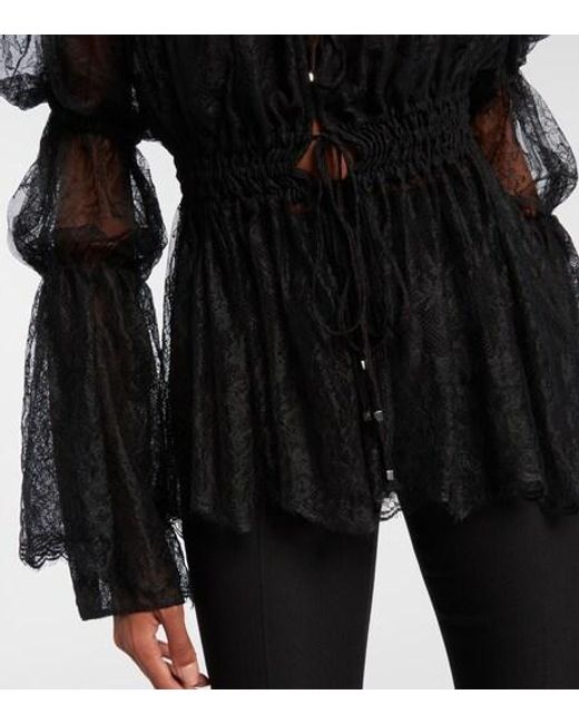 Blumarine Black Floral Chantilly Lace Top