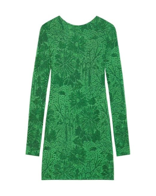 Givenchy Green Lurex Floral Jacquard Dress