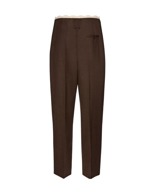 Magda Butrym Brown Lace-Detail Tapered Trousers