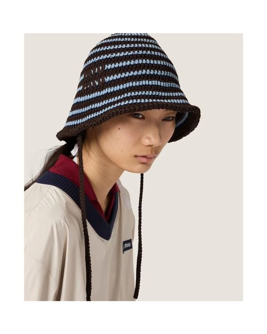 Miu Miu Black Logo-Embroidered Knitted Hat
