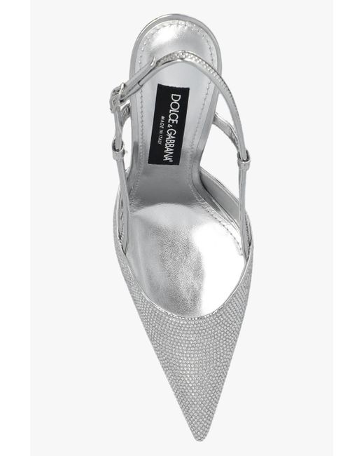 Dolce & Gabbana White Crystal-Embellished Pointed-Toe Pumps