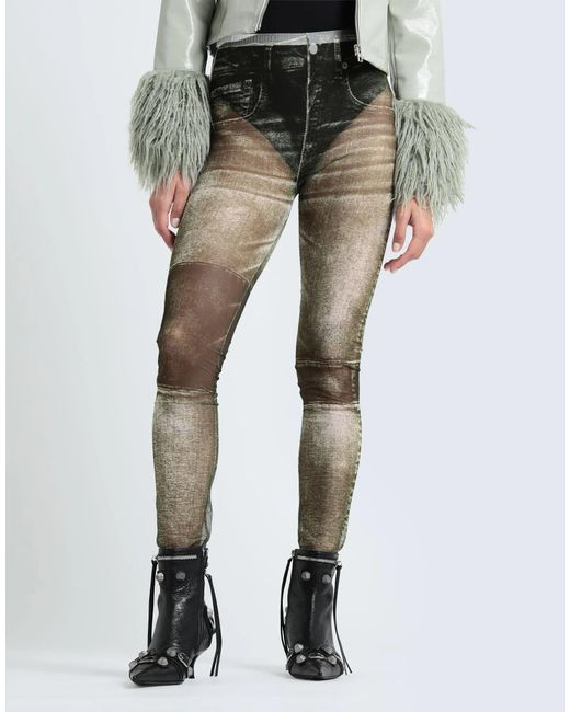 MM6 by Maison Margiela Green Two-Tone Stretch Straight-Leg Pants