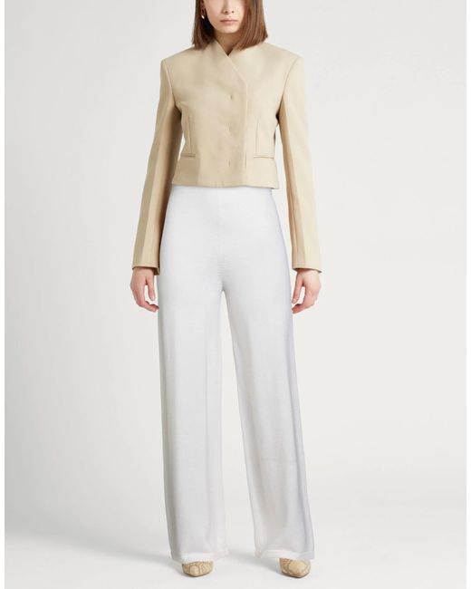 Max Mara White Loose Solid Wool Pants